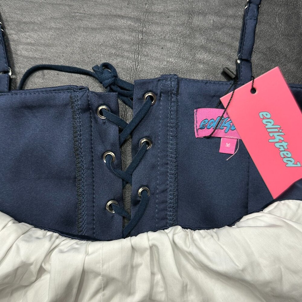 Edikted Arabelle Colorblock Lace Up Satin Corset Top - Picture 3 of 3